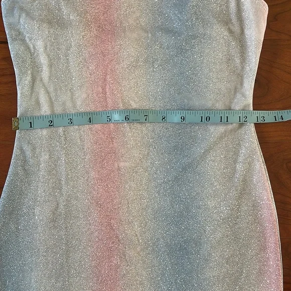 Jump Apparel Pastel Colored Spaghetti Strap Glitter Sparkly Mini Dress - Picture 5 of 10